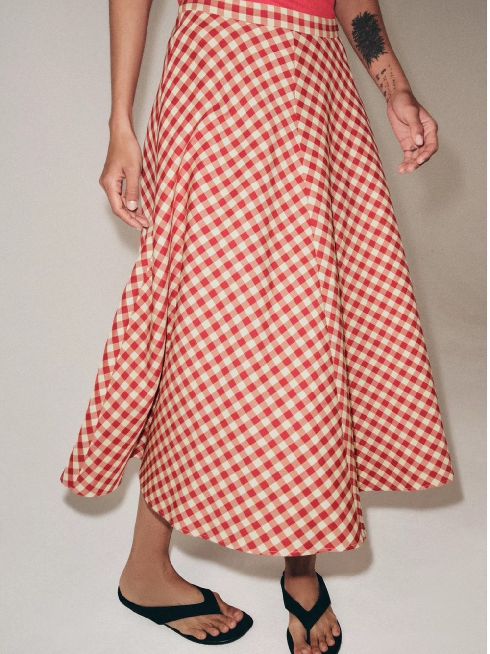 Zara Red Gingham A-Line Skirt. Size M. - Picture 3 of 6